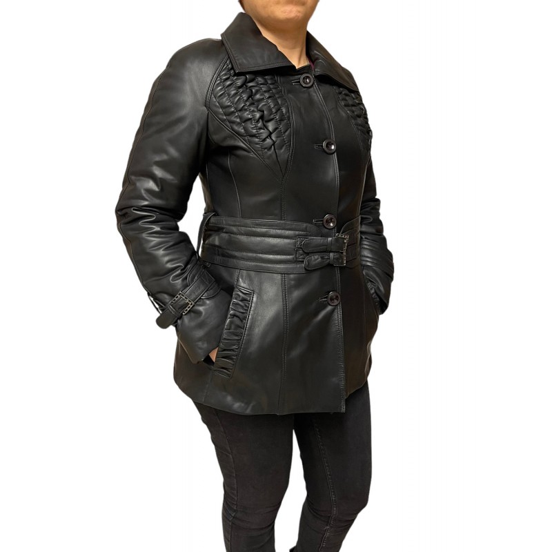 M-707 WOMENS BLACK LEATHER JACKET