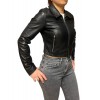 AW23-76-SHORT WOMENS LEATHER JACKET BLACK