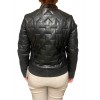 AW23-60-BLACK WOMENS LEATHER BOMBER PUFFER JACKET