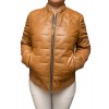 AW23-60-COGNAC WOMEN'S LEATHER BOMBER JACKET PUFFER
