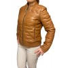 AW23-60-COGNAC WOMEN'S LEATHER BOMBER JACKET PUFFER