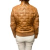 AW23-60-COGNAC WOMEN'S LEATHER BOMBER JACKET PUFFER