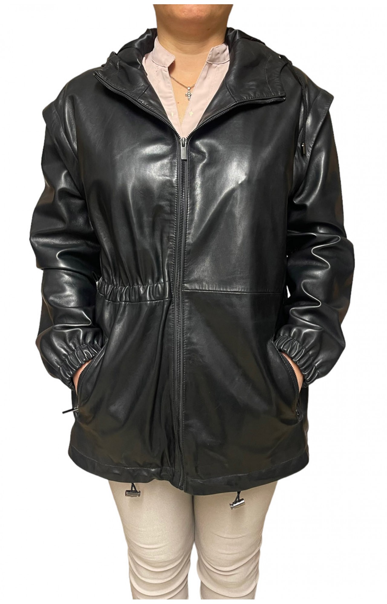 AW23-86 WOMENS LEATHER JACKET BLACK