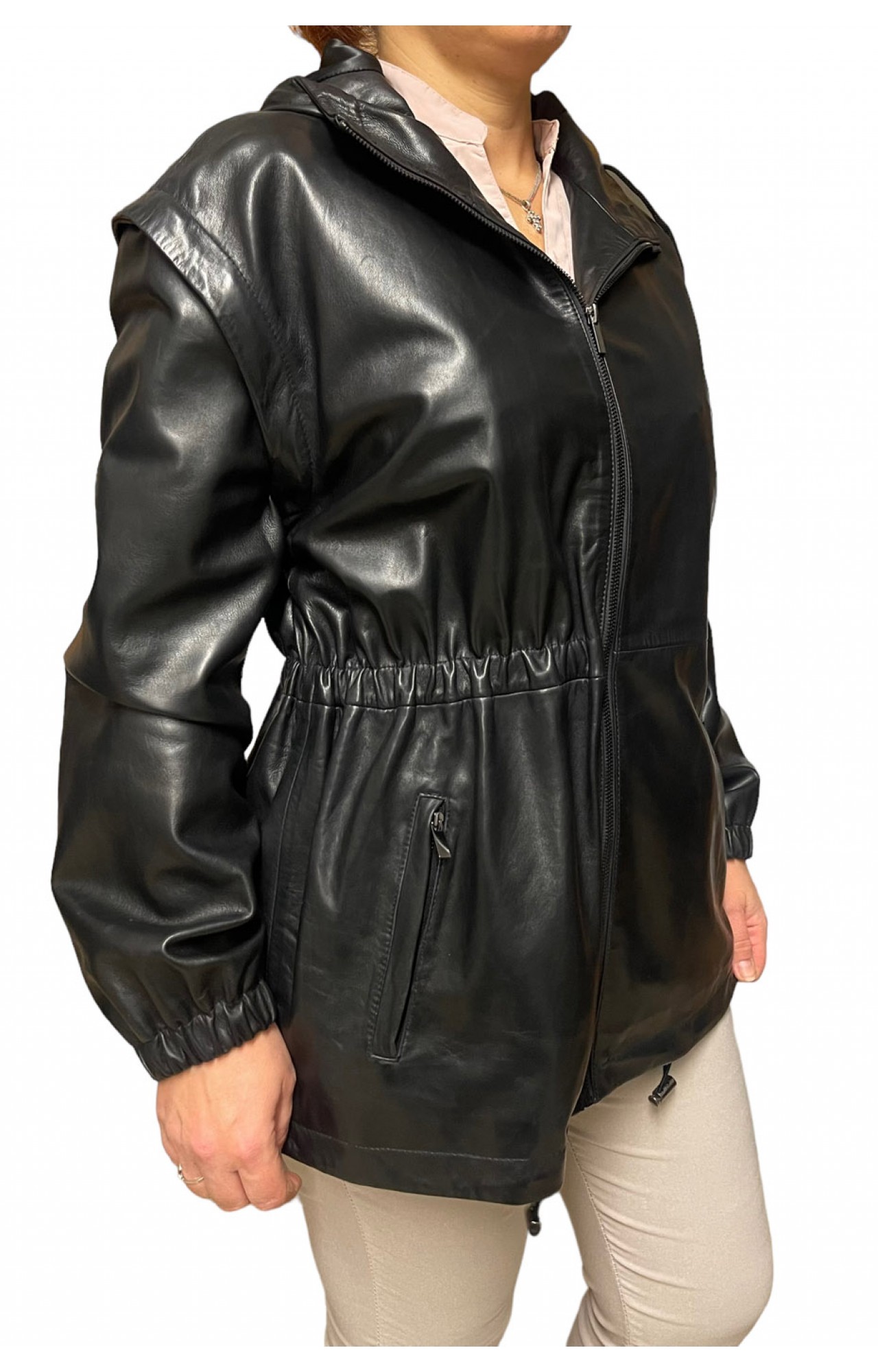 AW23-86 WOMENS LEATHER JACKET BLACK