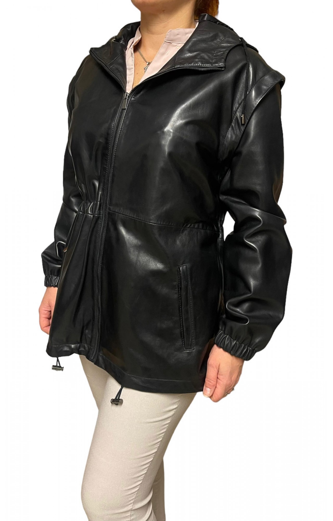 AW23-86 WOMENS LEATHER JACKET BLACK