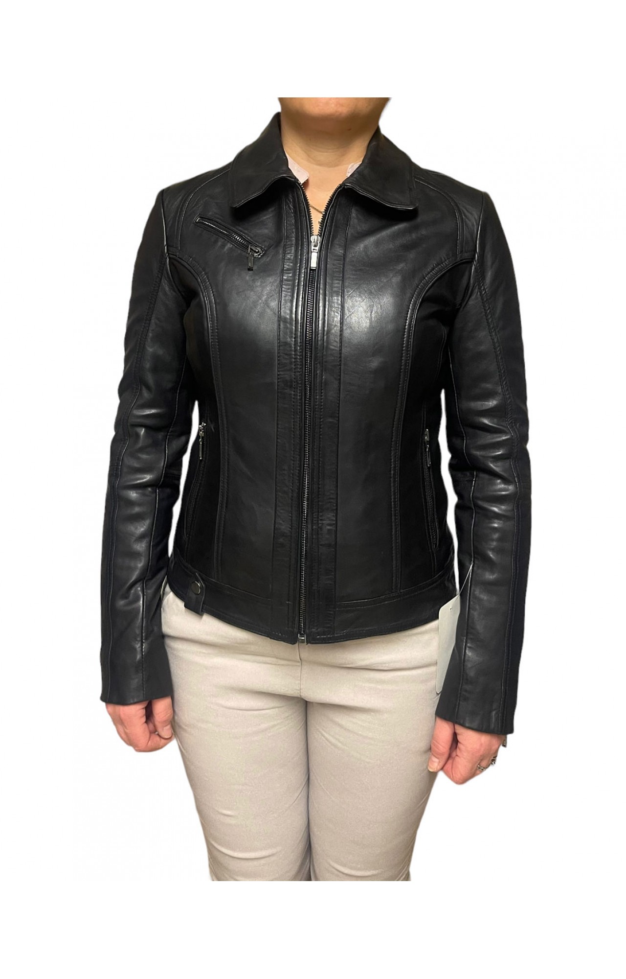 BO-SABRA-BLACK WOMENS BLACK LEATHER JACKET