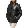 IE1-BLACK WOMENS LEATHER PUFFER JACKET