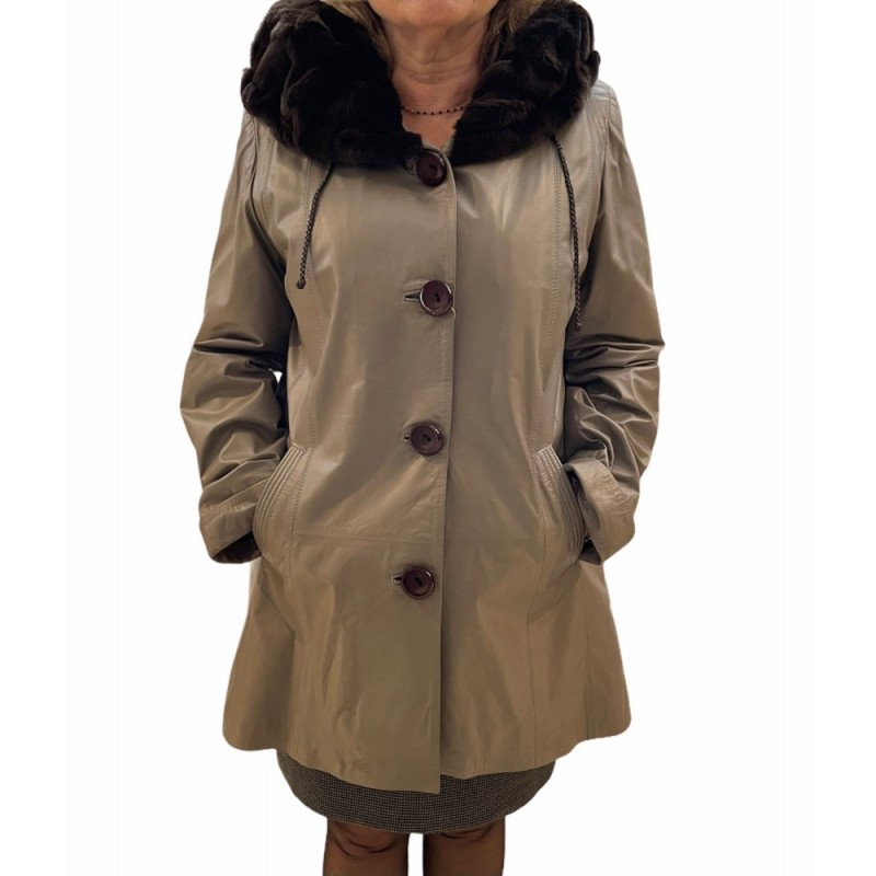 620 ΓΥΝΑΙΚΕΙΑ ΖΑΚΕΤΑ ΔΕΡΜΑΤΙΝΗ ΜΕ ΦΥΣΙΚΗ ΓΟΥΝΑ ΚΑΦΕ