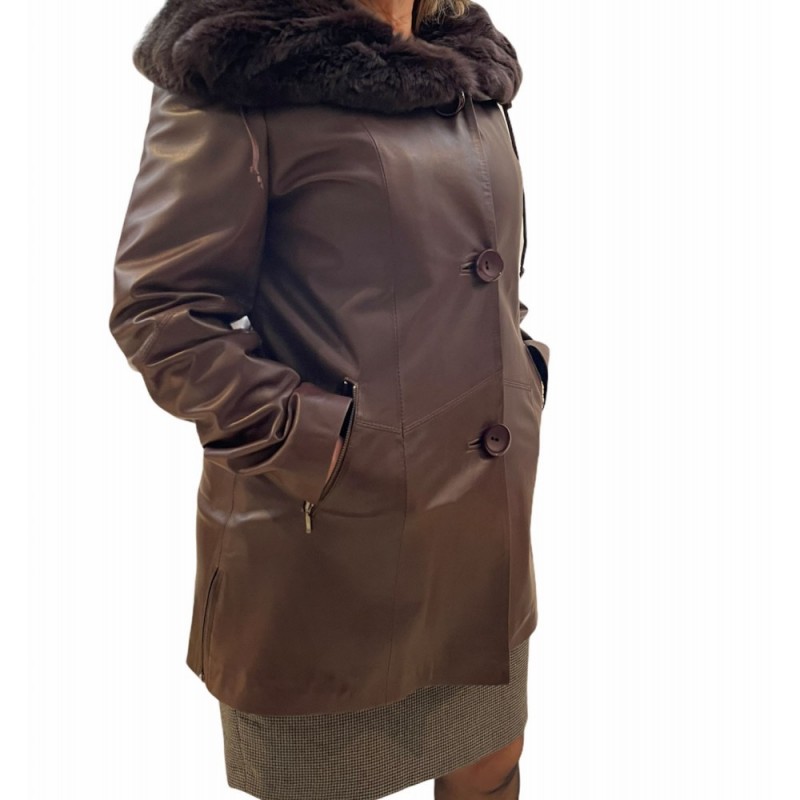 900 ΓΥΝΑΙΚΕΙΑ ΖΑΚΕΤΑ ΔΕΡΜΑΤΙΝΗ ΜΕ ΦΥΣΙΚΗ ΓΟΥΝΑ ΚΑΦΕ