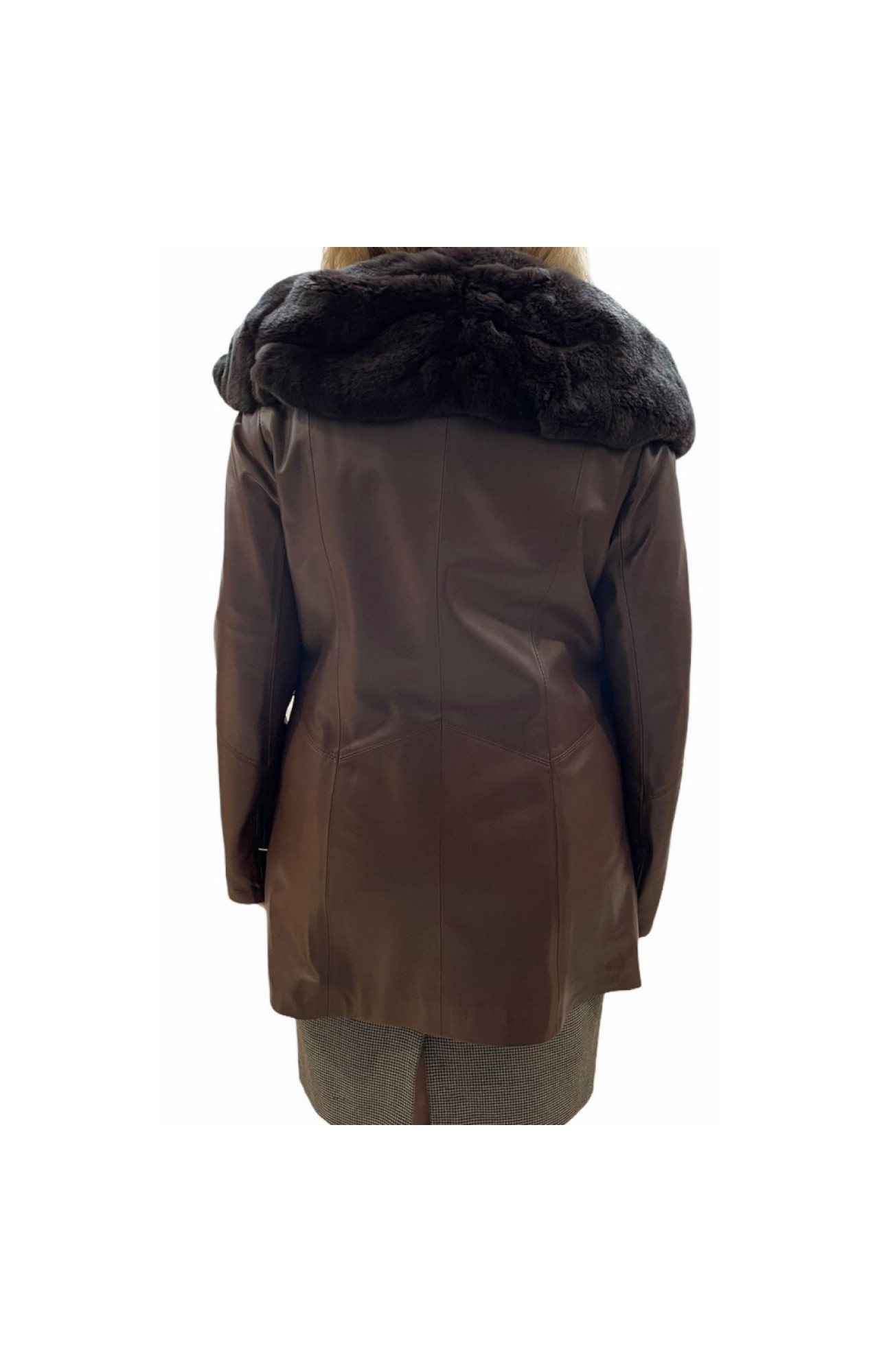 900 WOMENS LEATHER JACKET WITH NATURAL FUR BROWN
