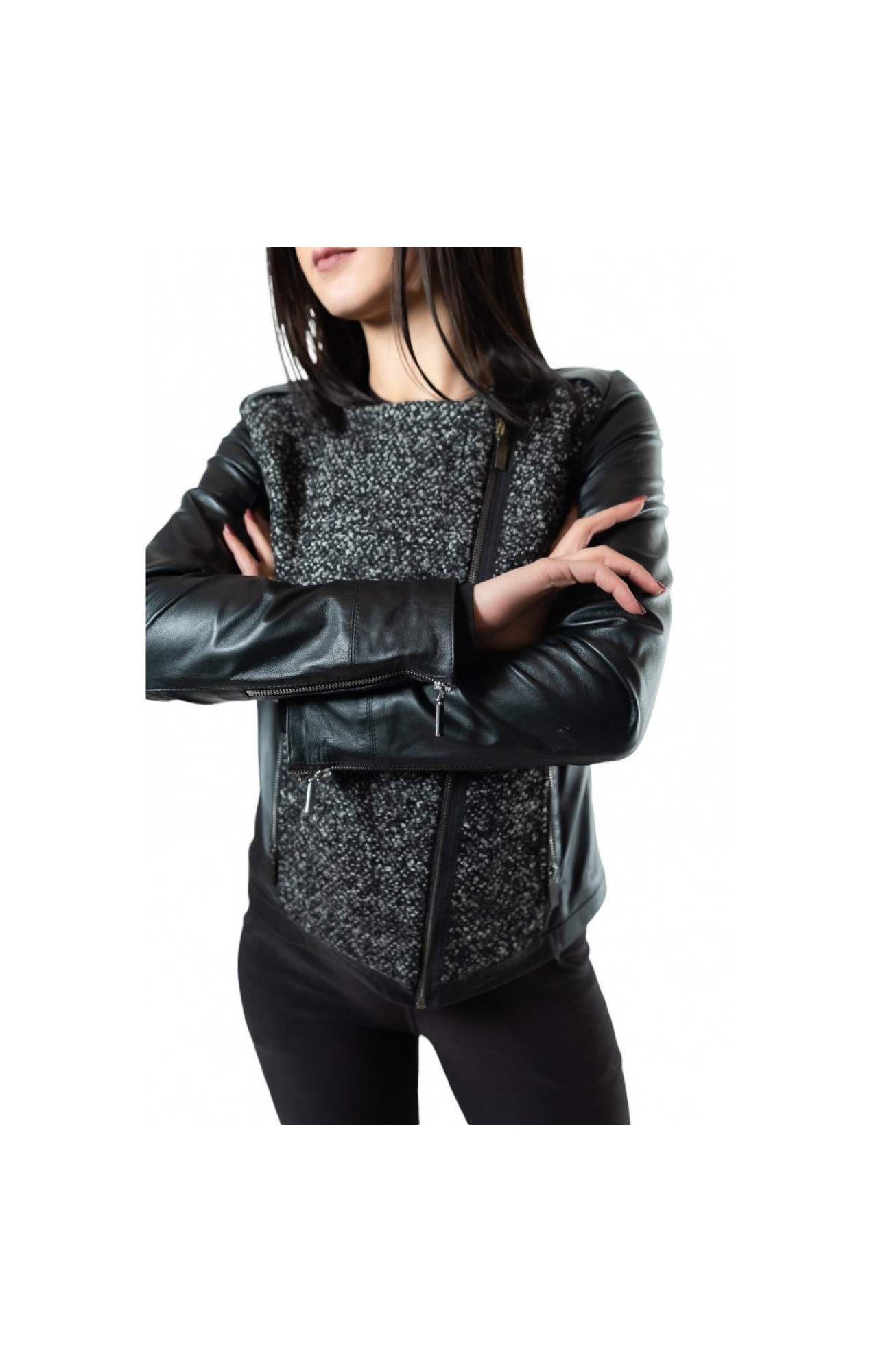 MARKOS LEATHER V-13163 WOMENS LEATHER CHANEL BLACK