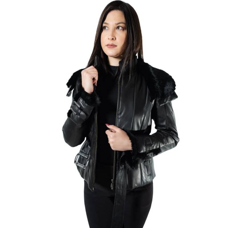 Α-91 ΓΥΝΑΙΚΕΙΟ ΔΕΡΜΑΤΙΝΟ ΜΠΟΥΦΑΝ ΜΑΥΡΟ