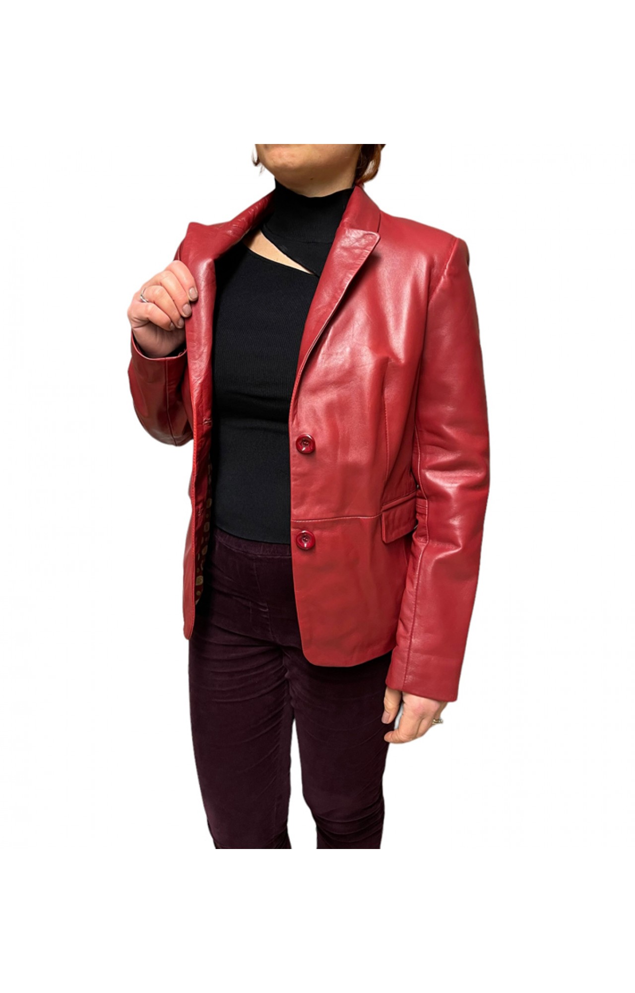 WOMENS LEATHER BLAZER 5116-RED