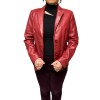 WOMENS LEATHER BLAZER 5116-RED