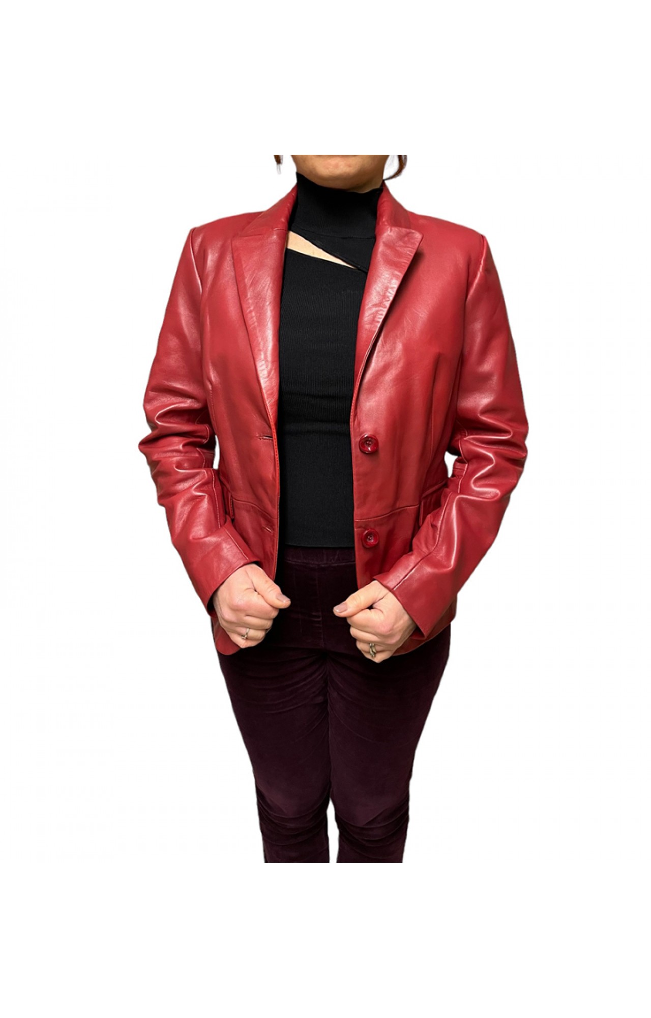 WOMENS LEATHER BLAZER 5116-RED