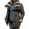 MARKOS LEATHER 9661-C WOMENS LEATHER GREY DOUBLE SIDE JACKET WITH NATURAL FUR