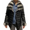 MARKOS LEATHER 9661-C WOMENS LEATHER GREY DOUBLE SIDE JACKET WITH NATURAL FUR