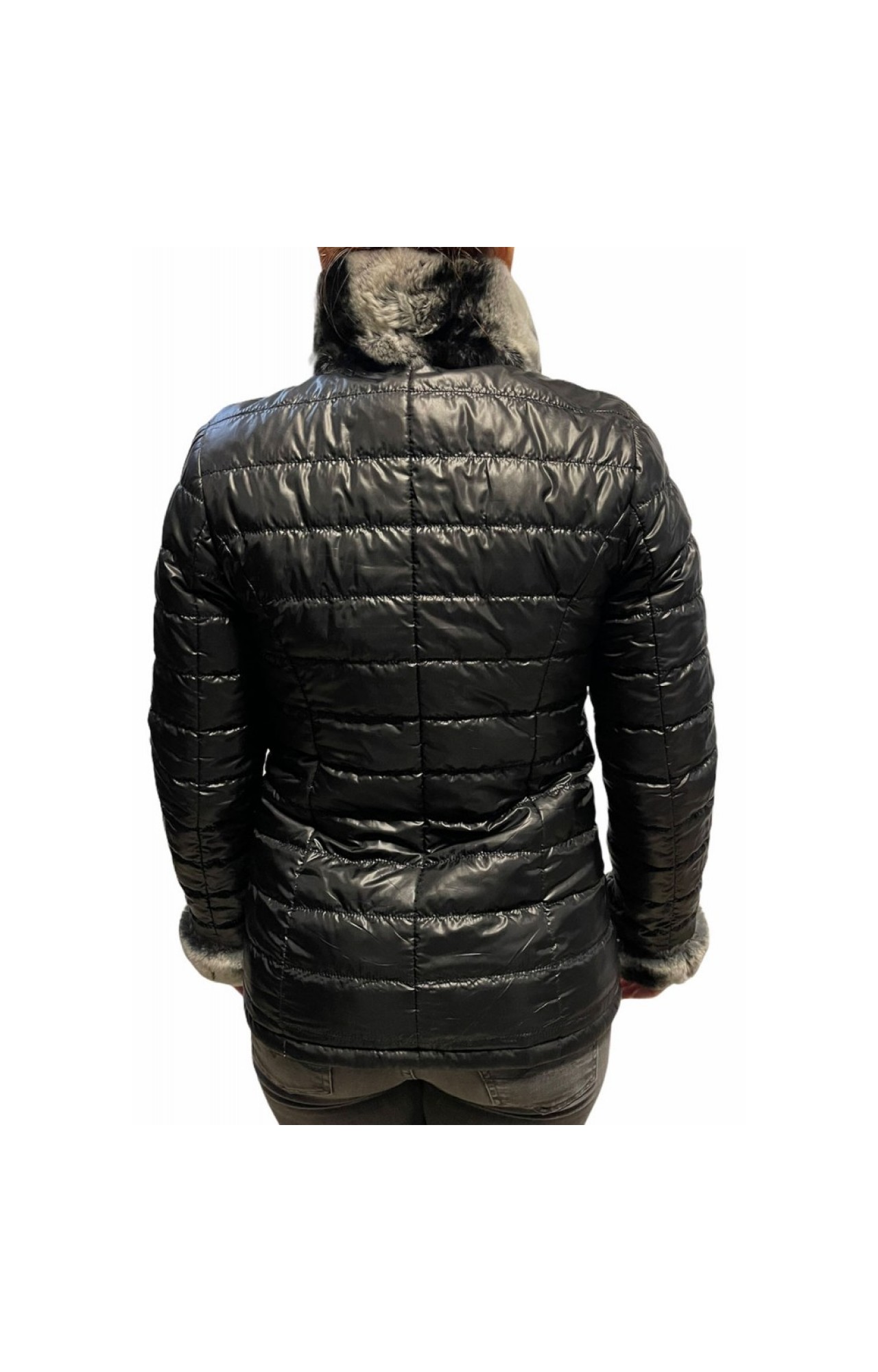 MARKOS LEATHER 9661-C WOMENS LEATHER GREY DOUBLE SIDE JACKET WITH NATURAL FUR