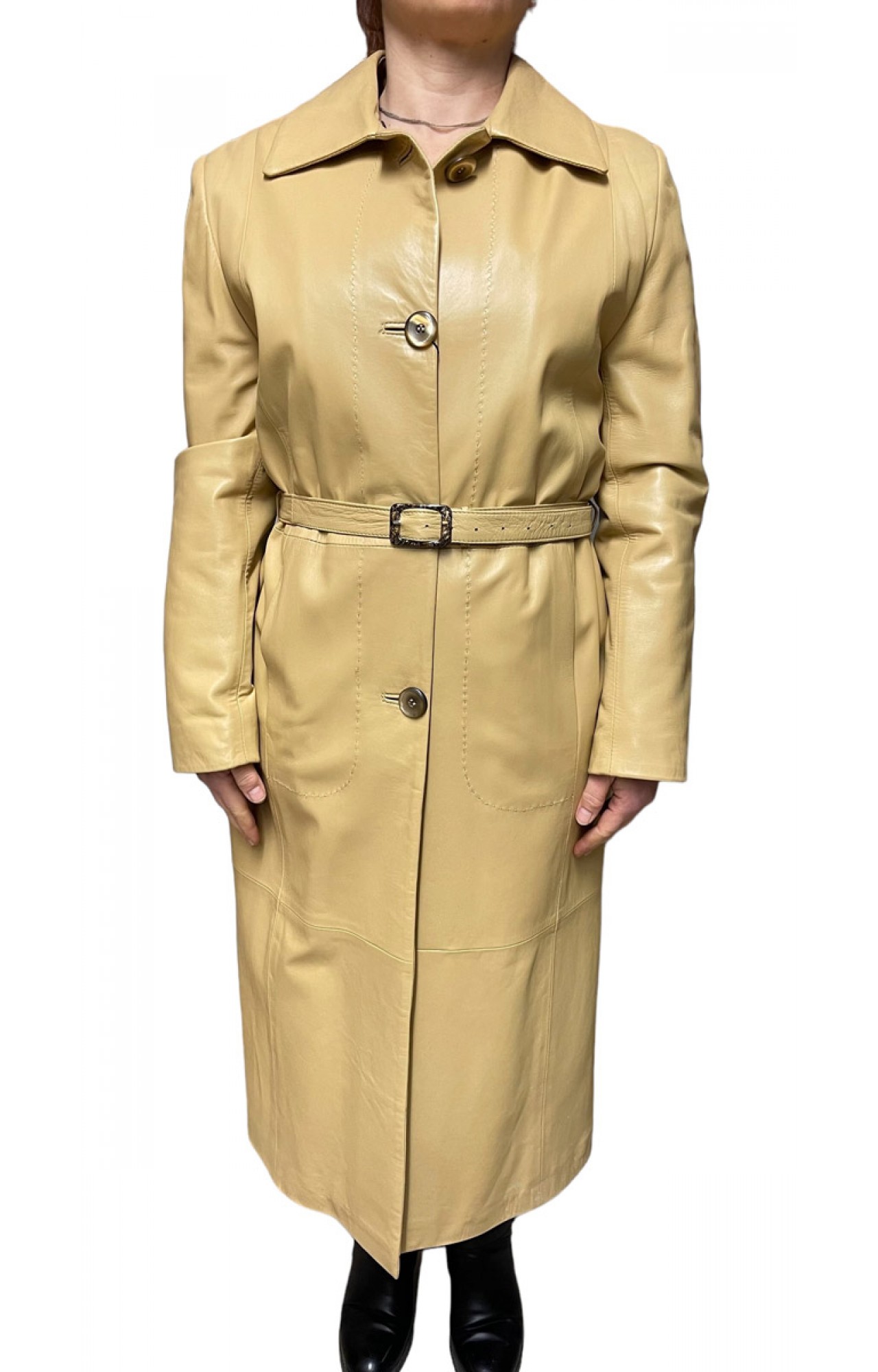 118 WOMENS LEATHER COAT BEIGE