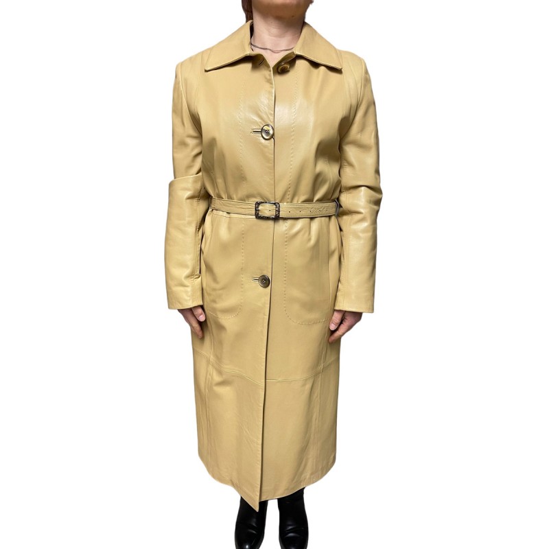 118 WOMENS LEATHER COAT BEIGE