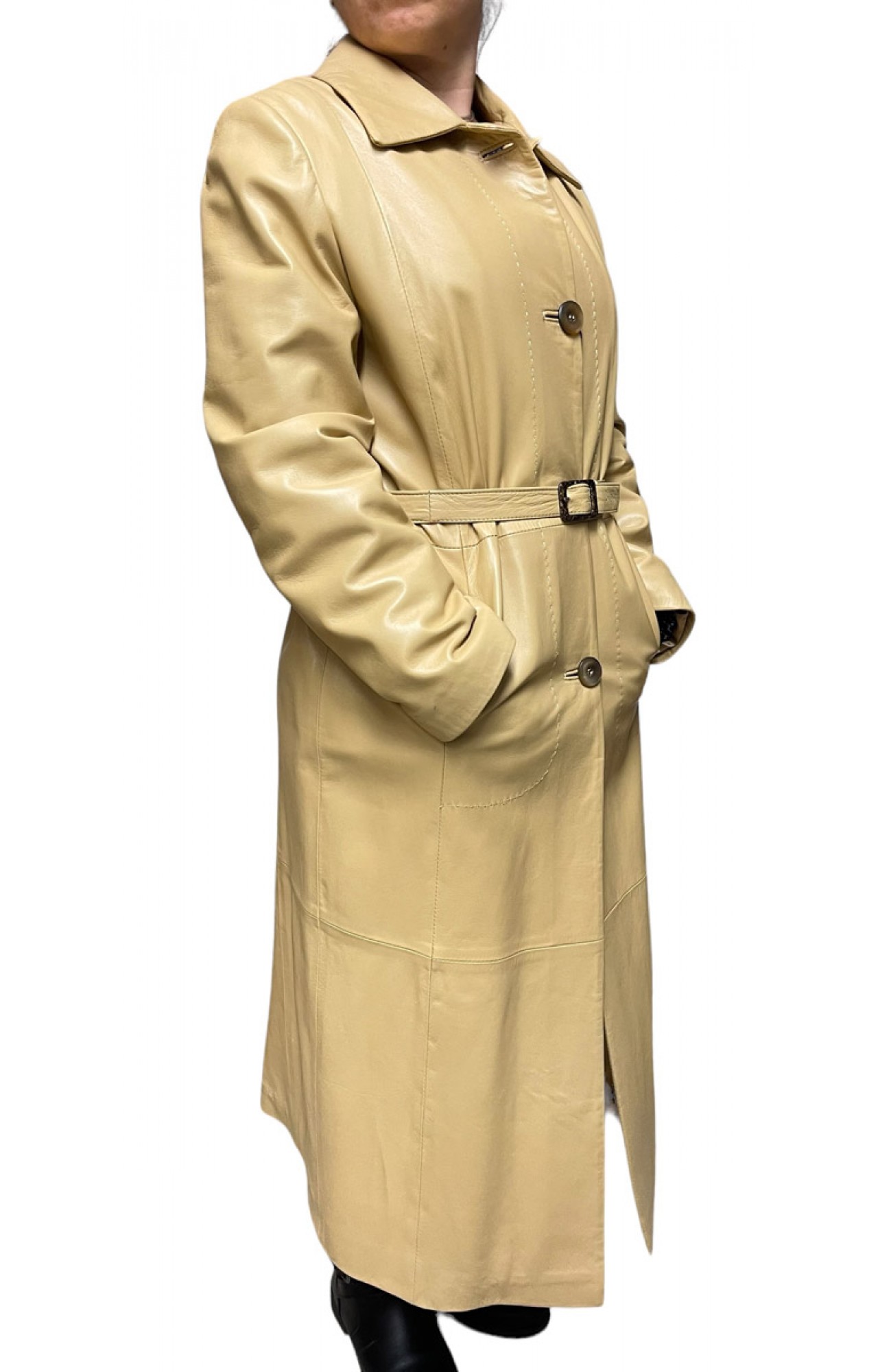 118 WOMENS LEATHER COAT BEIGE
