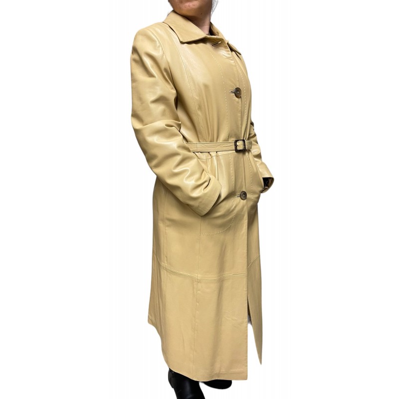 118 WOMENS LEATHER COAT BEIGE