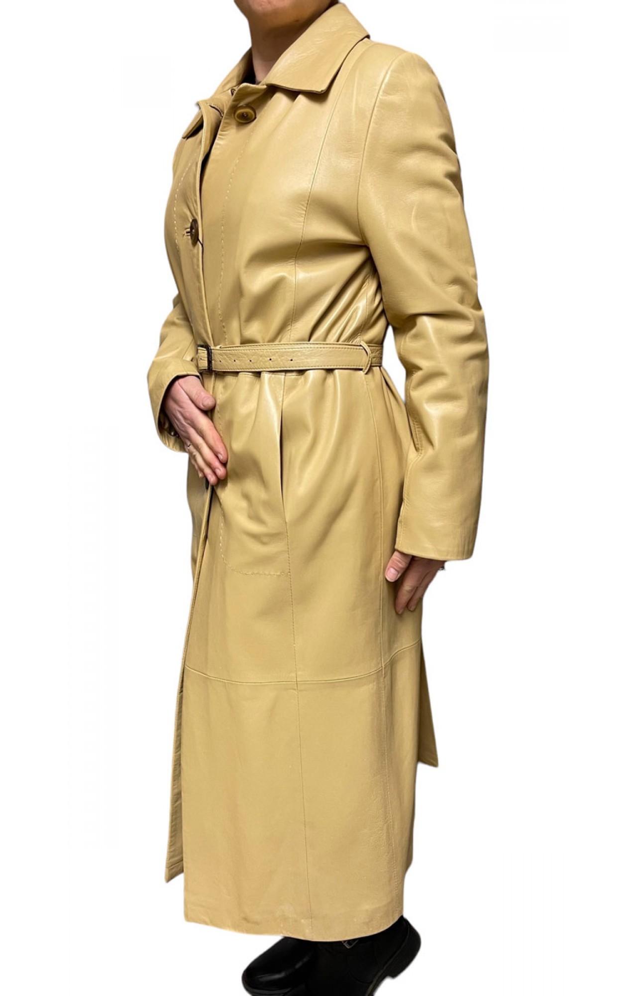 118 WOMENS LEATHER COAT BEIGE