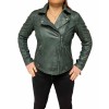 UC-MD85 WOMENS LEATHER JACKET PERFECTO GREEN