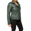 UC-MD85 WOMENS LEATHER JACKET PERFECTO GREEN
