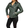 UC-MD85 WOMENS LEATHER JACKET PERFECTO GREEN