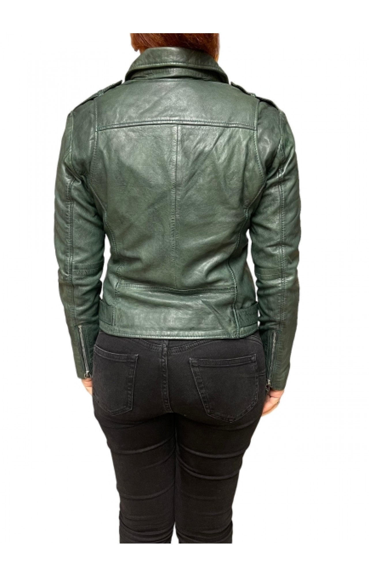UC-MD85 WOMENS LEATHER JACKET PERFECTO GREEN