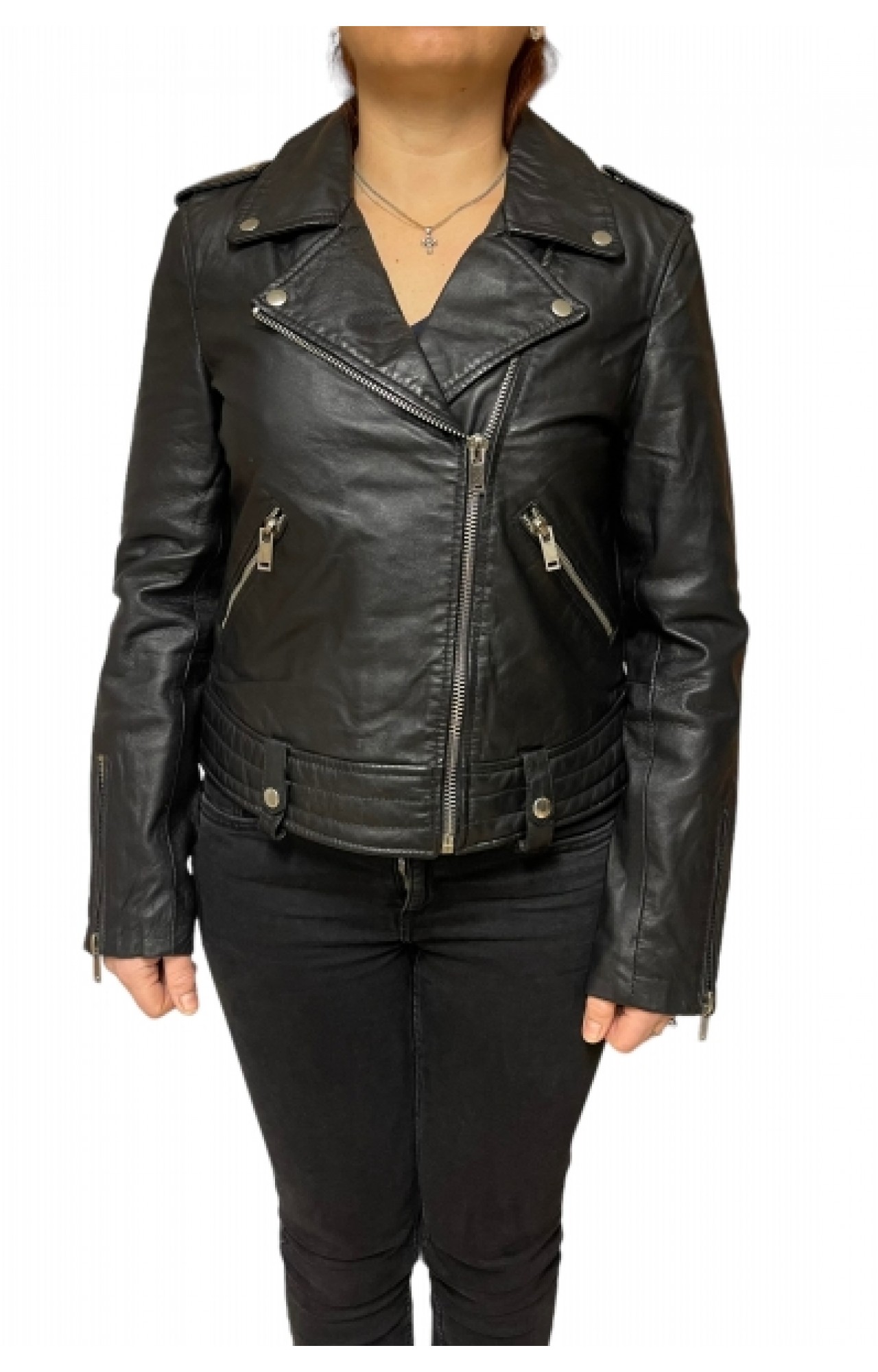 UC-MD86 WOMENS LEATHER JACKET PERFECTO BLACK