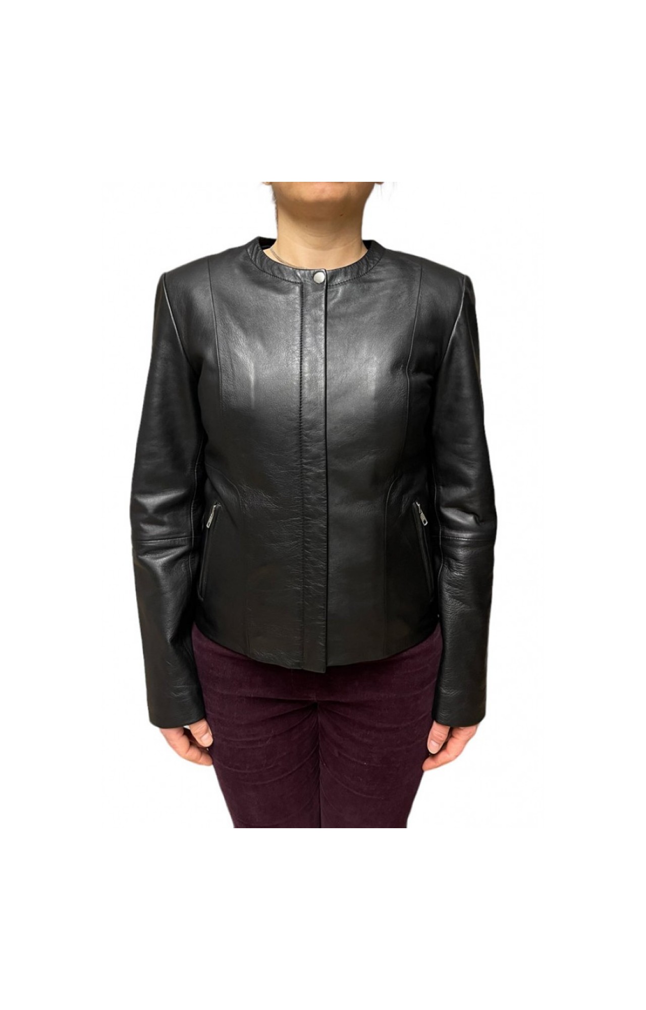 ID-5279 WOMENS LEATHER BIKER-JACKET BLACK
