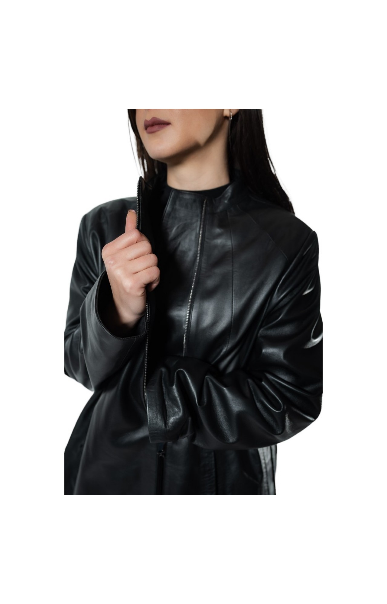 F-1341 WOMENS NAPPA LAMB LEATHER JACKET BLACK