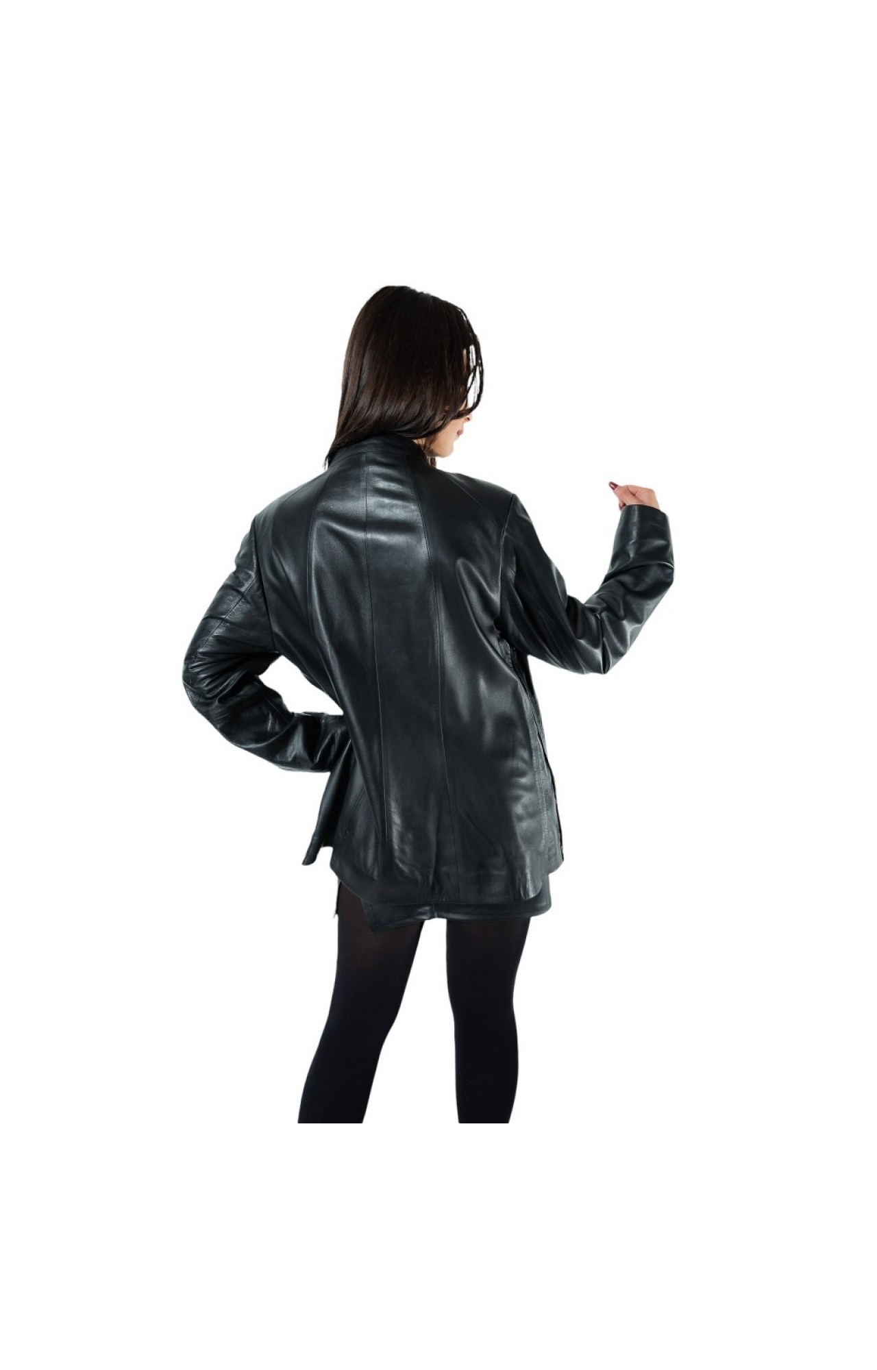 F-1341 WOMENS NAPPA LAMB LEATHER JACKET BLACK