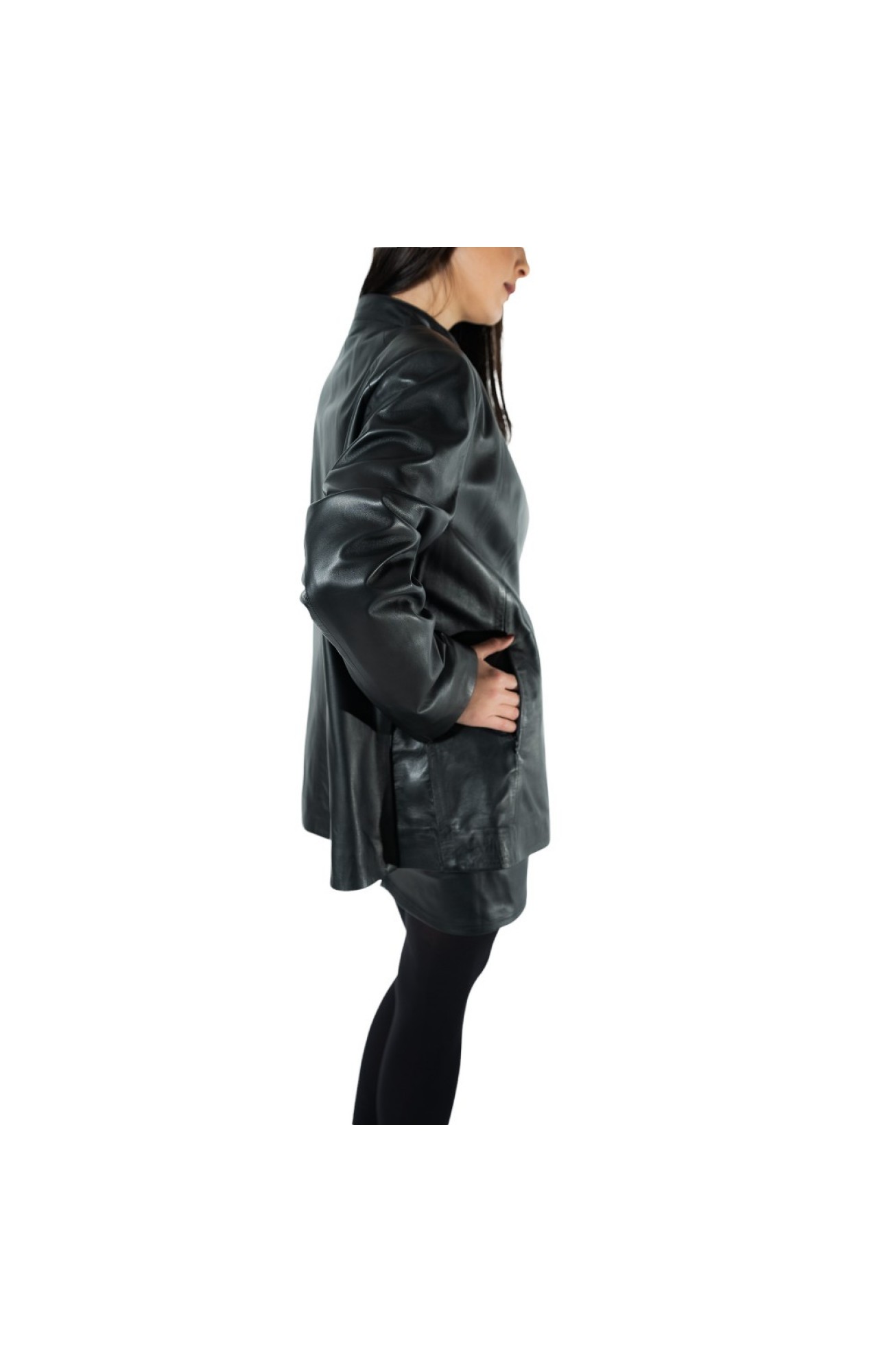 F-1341 WOMENS NAPPA LAMB LEATHER JACKET BLACK
