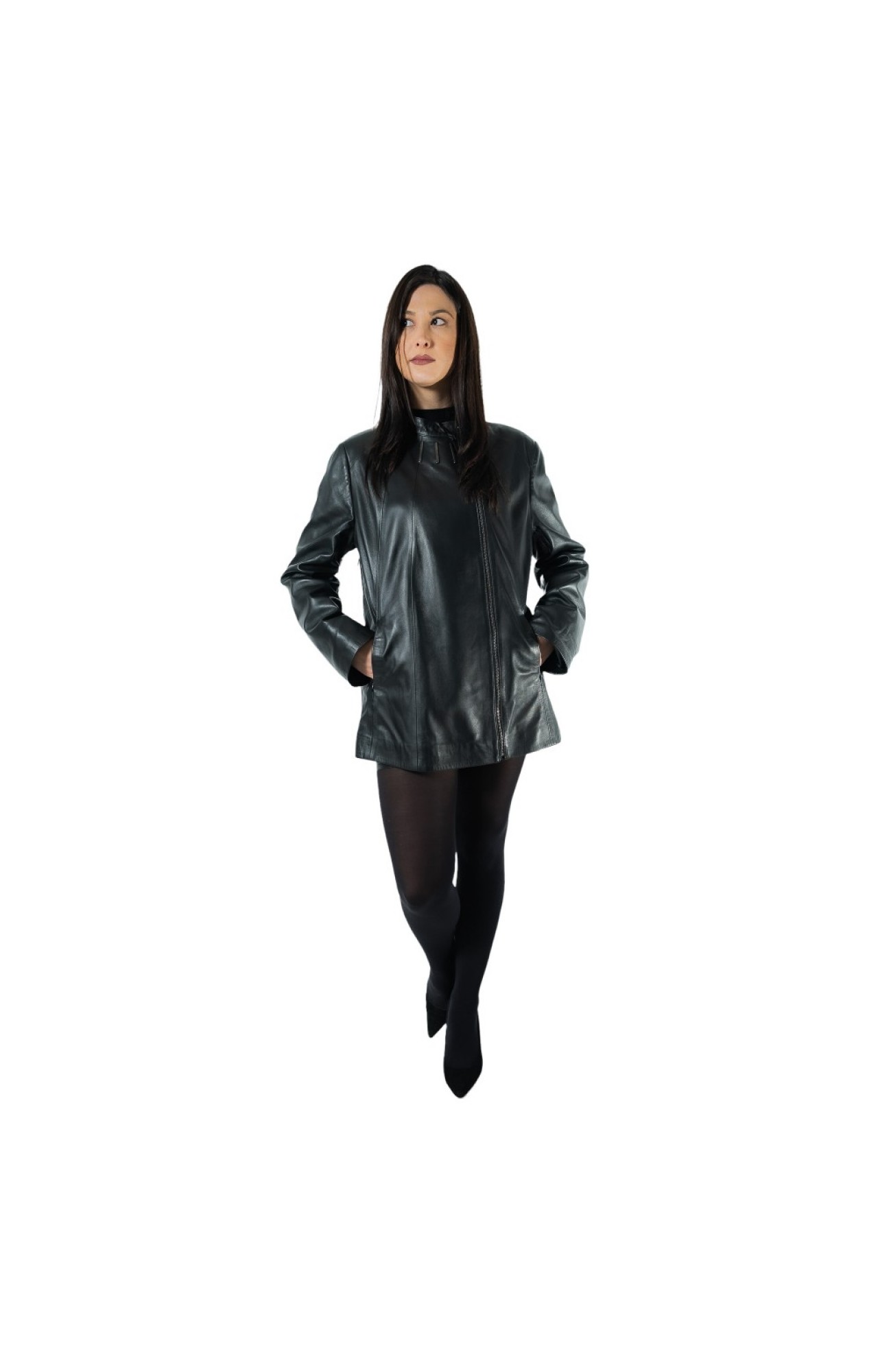 F-1341 WOMENS NAPPA LAMB LEATHER JACKET BLACK