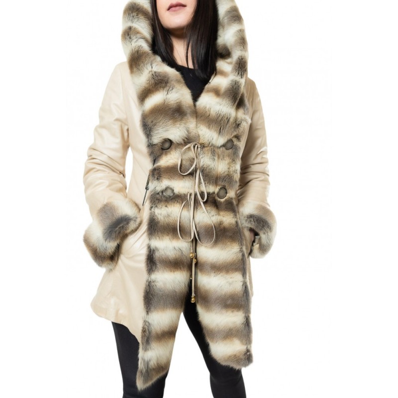 KU-BK-1060 ΓΥΝΑΙΚΕΙΟ ΔΕΡΜΑΤΙΝΟ ΜΠΟΥΦΑΝ ΜΕ ΓΟΥΝΕΣ ΜΠΕΖ