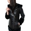 R-410 PERFECTO LEATHER JACKET WITH NATURAL REX FUR BLACK