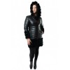 R-410 PERFECTO LEATHER JACKET WITH NATURAL REX FUR BLACK