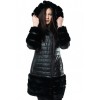 R-410 PERFECTO LEATHER JACKET WITH NATURAL REX FUR BLACK