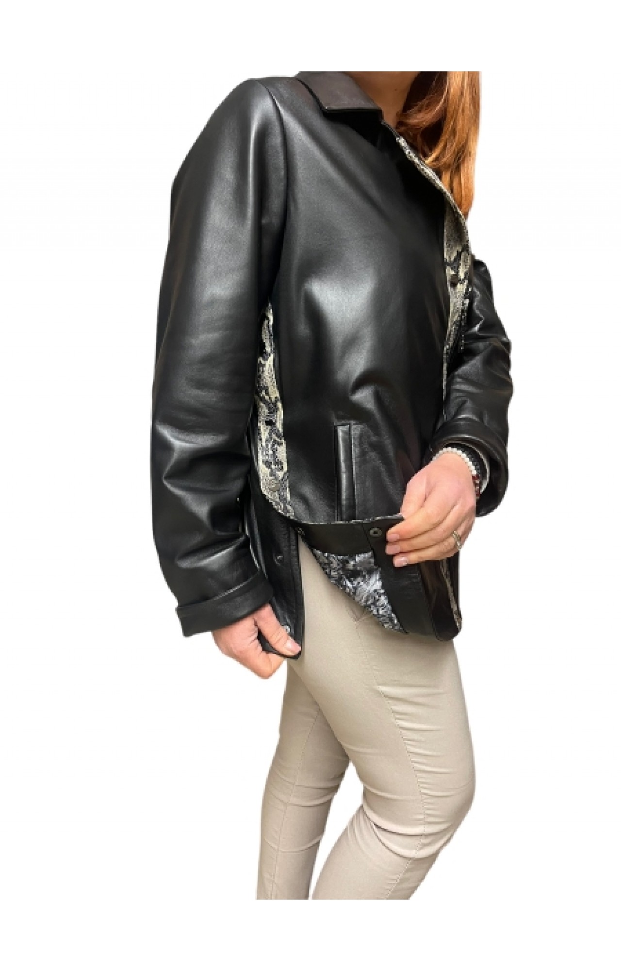 WOMENS LEATHER JACKET SARA BLACK