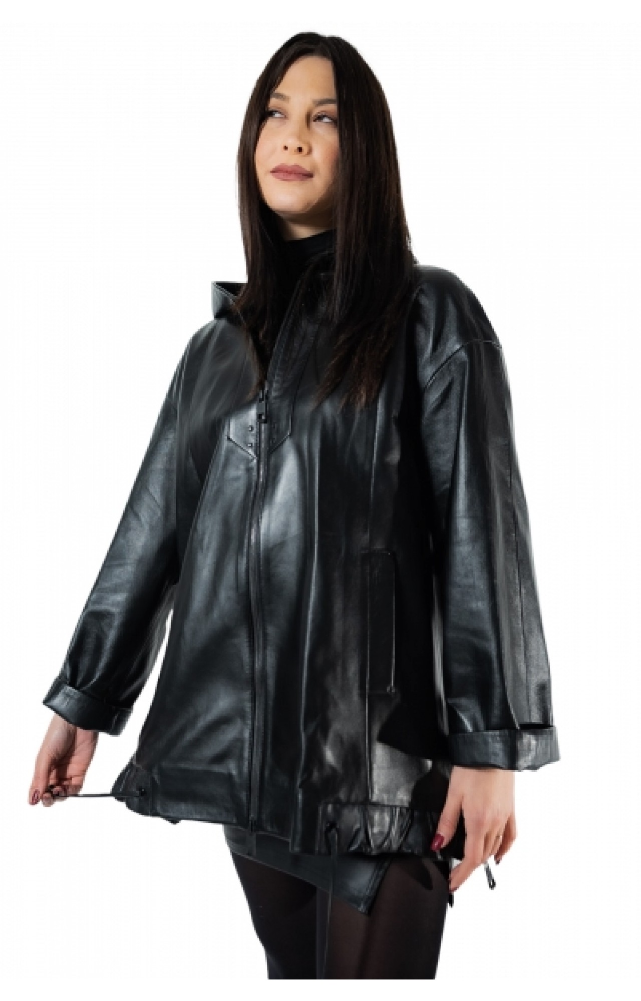 WOMEN'S LEATHER JACKET B-3305 BLACK