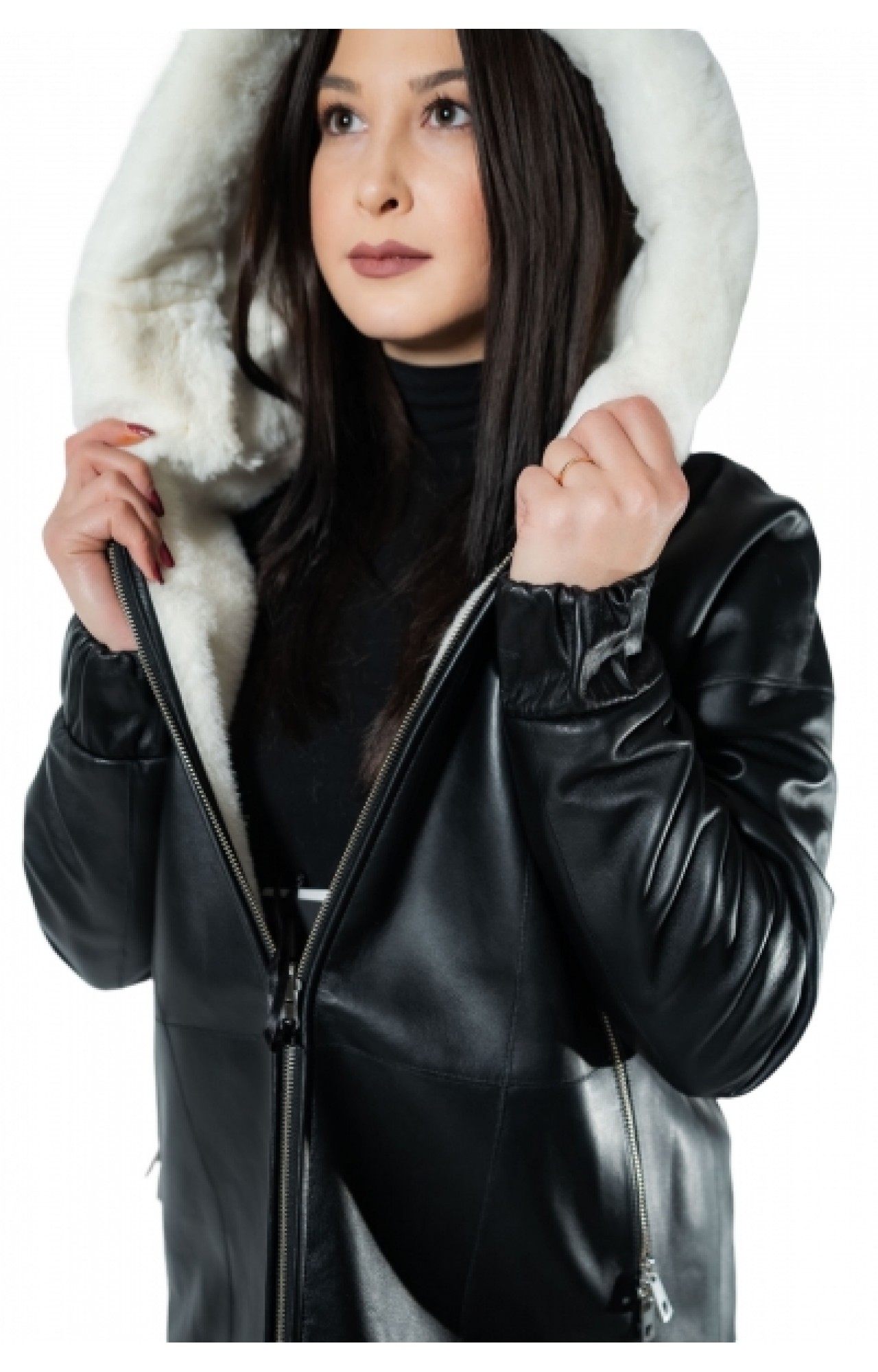 WOMEN'S LEATHER JACKET B-3469 BLACK