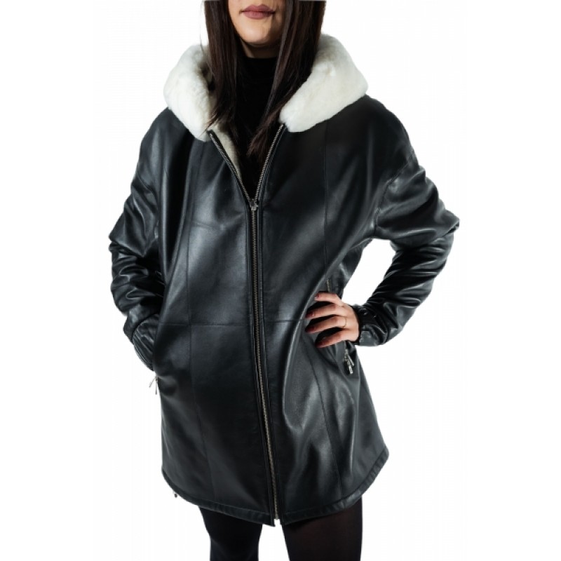 WOMEN'S LEATHER JACKET B-3469 BLACK