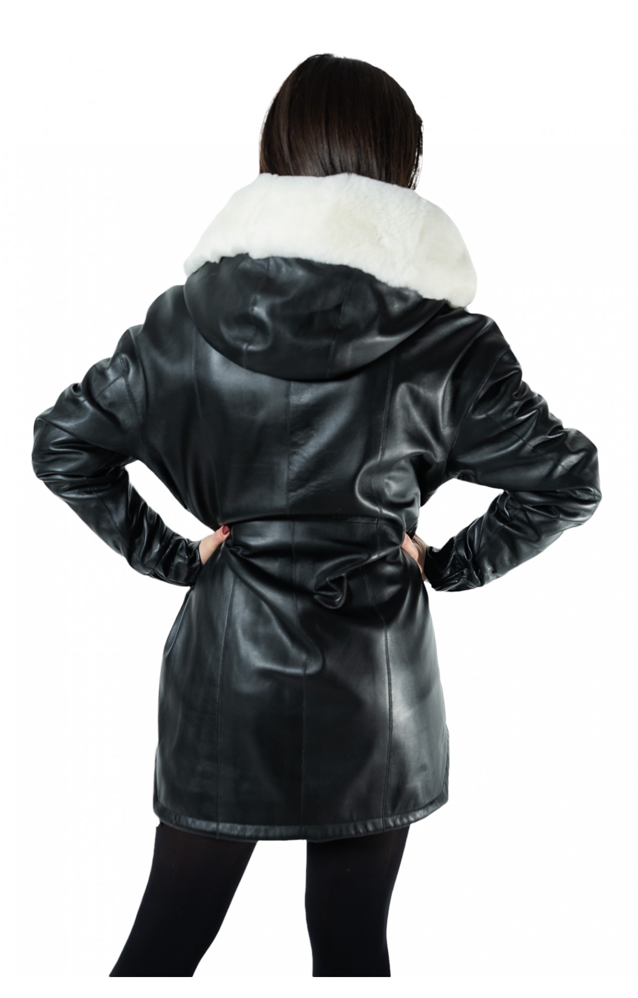 WOMEN'S LEATHER JACKET B-3469 BLACK