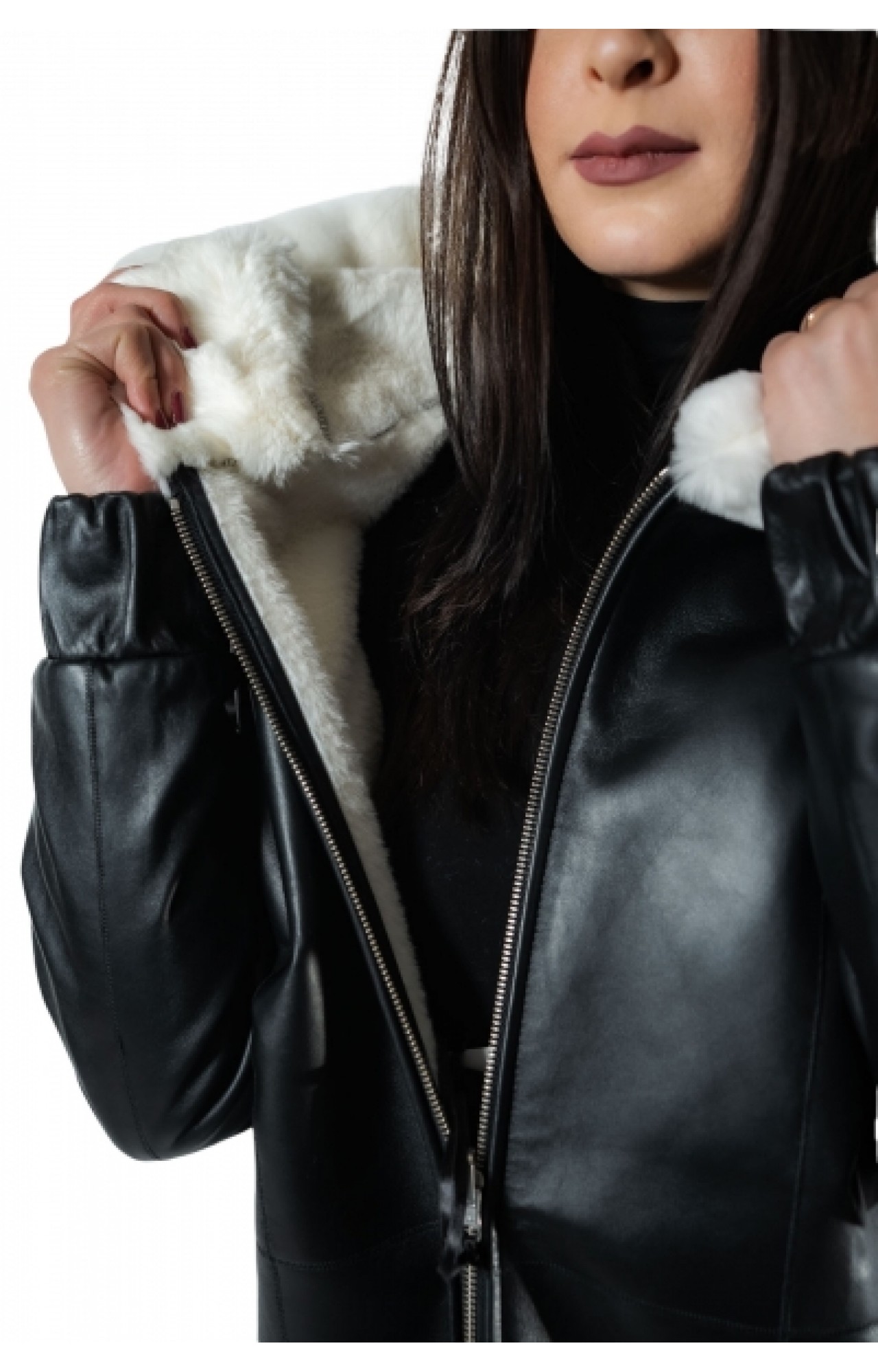 WOMEN'S LEATHER JACKET B-3469 BLACK