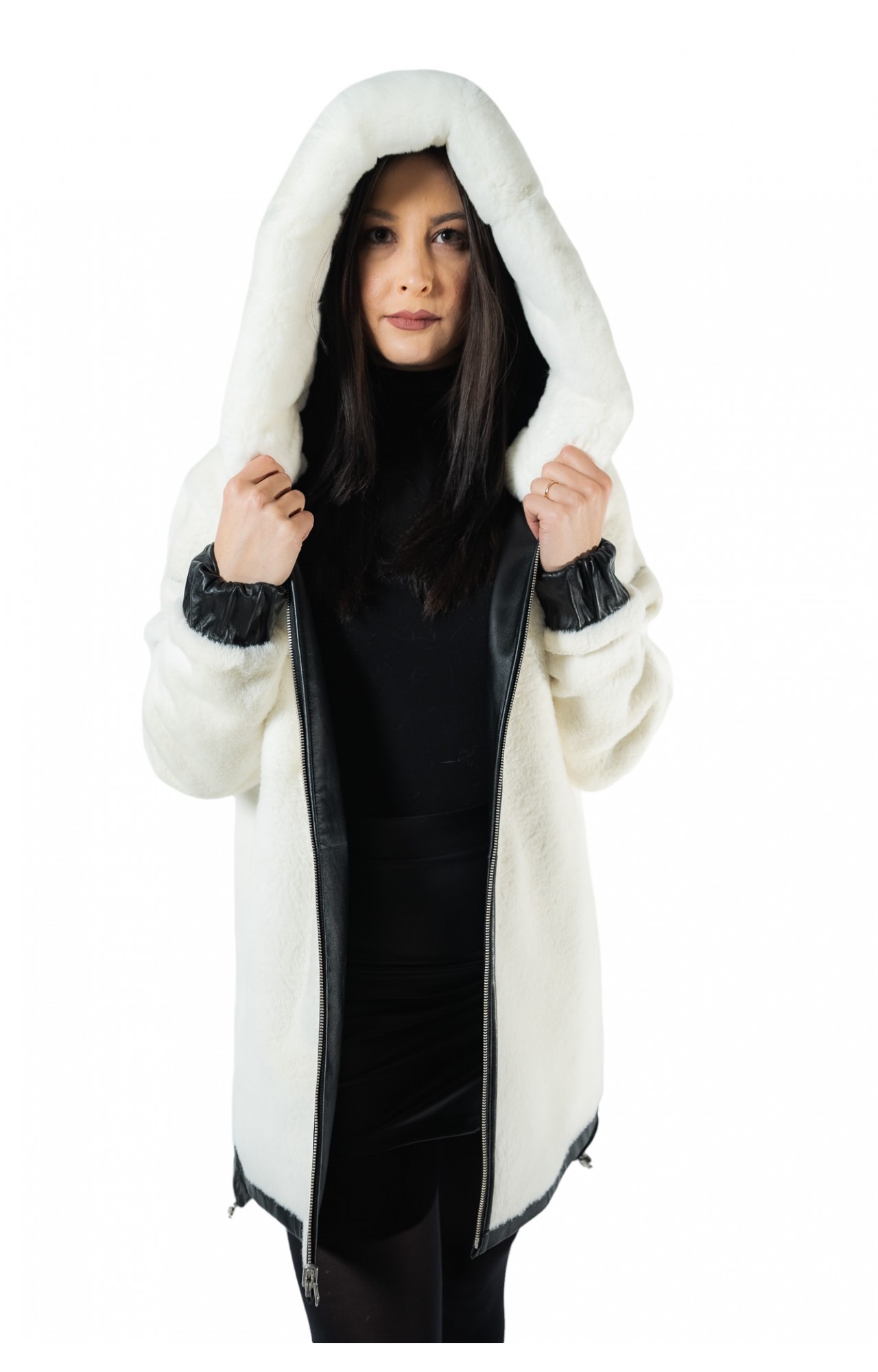 WOMEN'S LEATHER JACKET B-3469 BLACK
