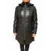 UC-100676 WOMENS LEATHER PUFFER JACKET BLACK