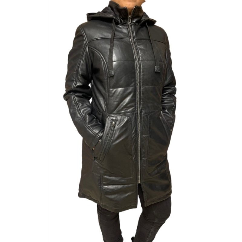 UC-100676 ΓΥΝΑΙΚΕΙΟ ΔΕΡΜΑΤΙΝΟ PUFFER ΜΠΟΥΦΑΝ ΜΑΥΡΟ